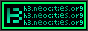 A minty-green on black button containing a H3 ligature aswell as the url to h3.neocities.org verically repeated thrice